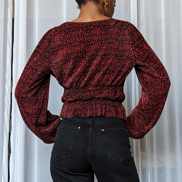 Zara Red Floral Blouse - Picture 2 of 6